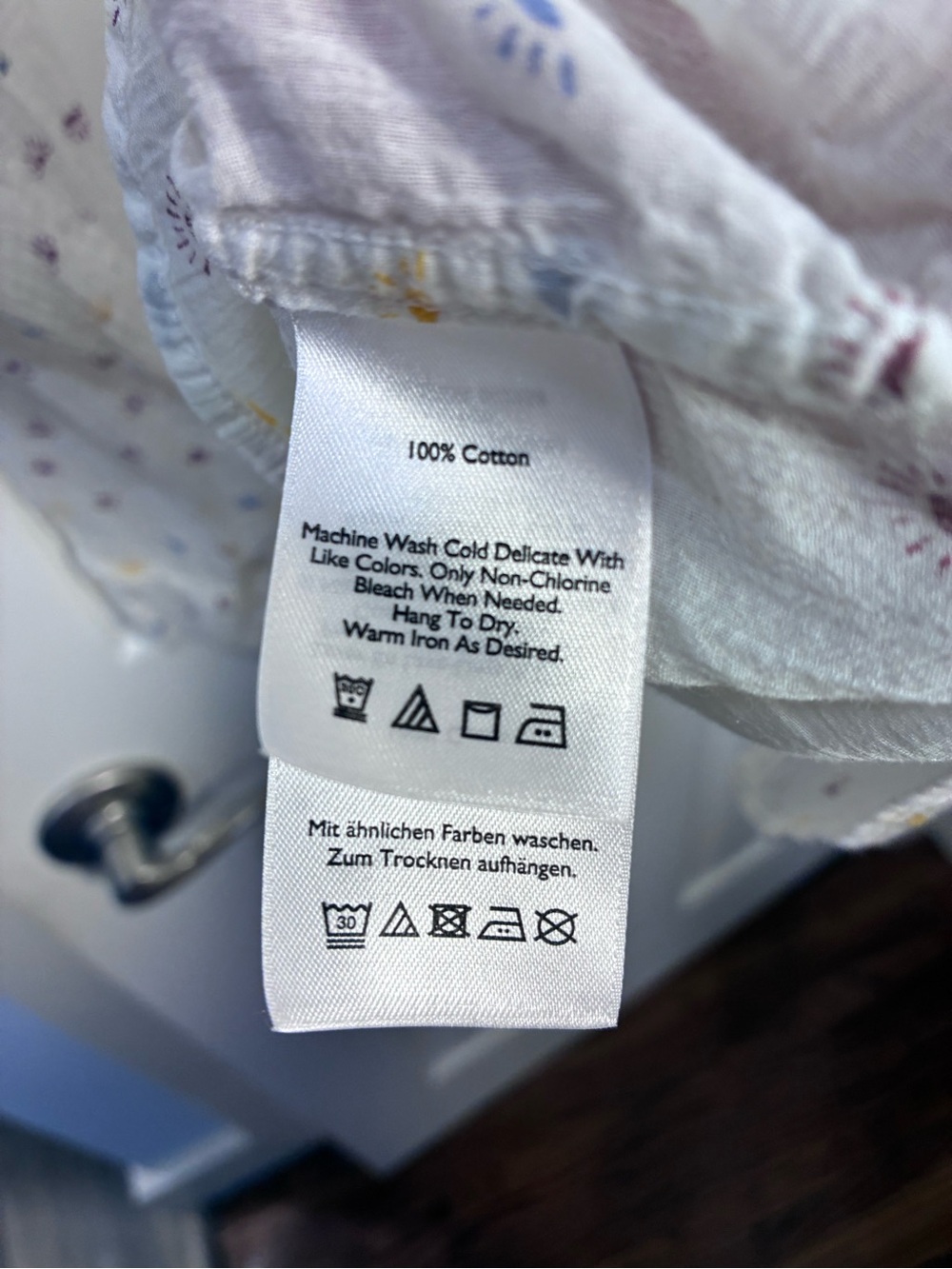 Eddie Bauer Cream Button-Up Shirt with Yellow & Purple Micro Dots - Picture 3 of 9
